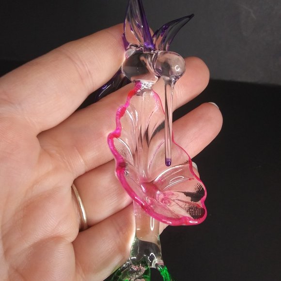 glass hummingbird figurine sweet and delicate approx. 4" tall - Picture 13 of 15